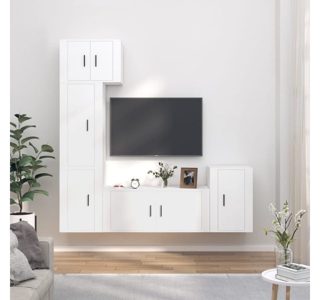 furnicato TV-Schrank 5-tlg. TV-Schrank-Set Weiß Holzwerkstoff von furnicato