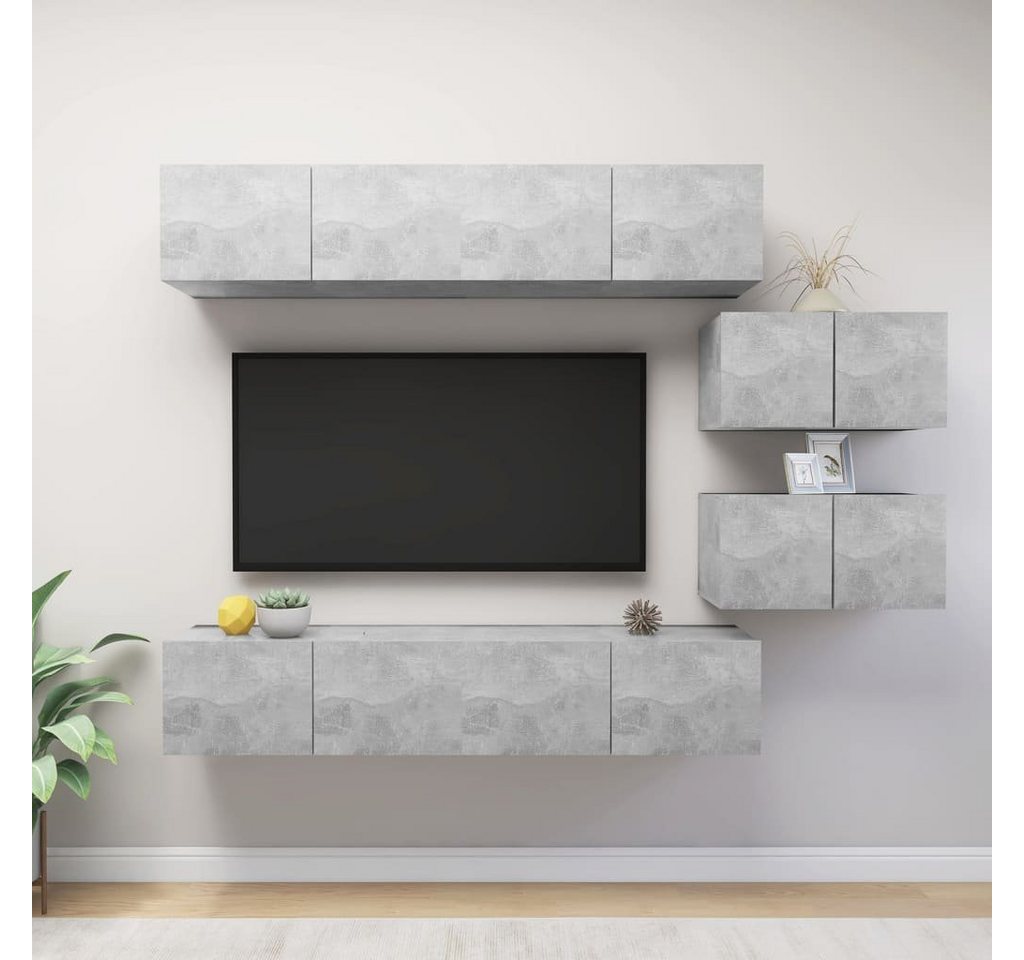 furnicato TV-Schrank 6-tlg. TV-Schrank-Set Betongrau Holzwerkstoff von furnicato