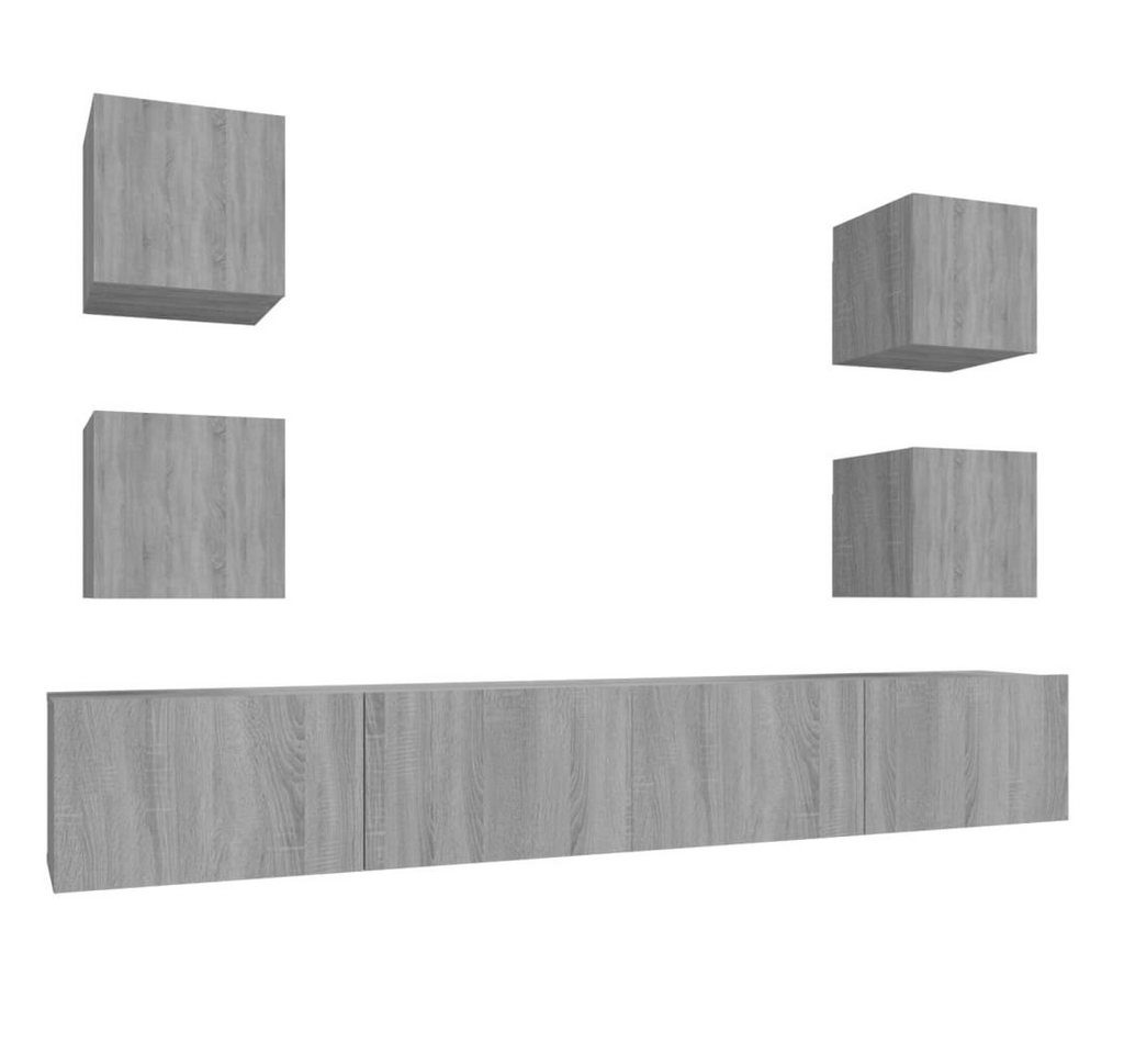 furnicato TV-Schrank 6-tlg. TV-Schrank-Set Grau Sonoma Holzwerkstoff (1-St) von furnicato
