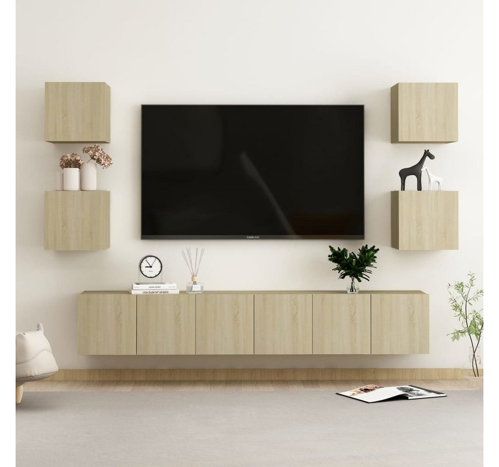 furnicato TV-Schrank 7-tlg. TV-Schrank-Set Sonoma-Eiche Holzwerkstoff von furnicato