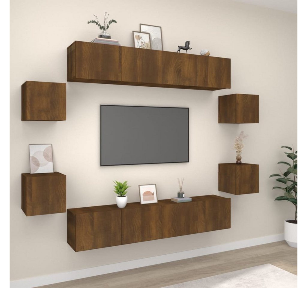 furnicato TV-Schrank 8-tlg. TV-Schrank-Set Braun Eichen-Optik Holzwerkstoff von furnicato