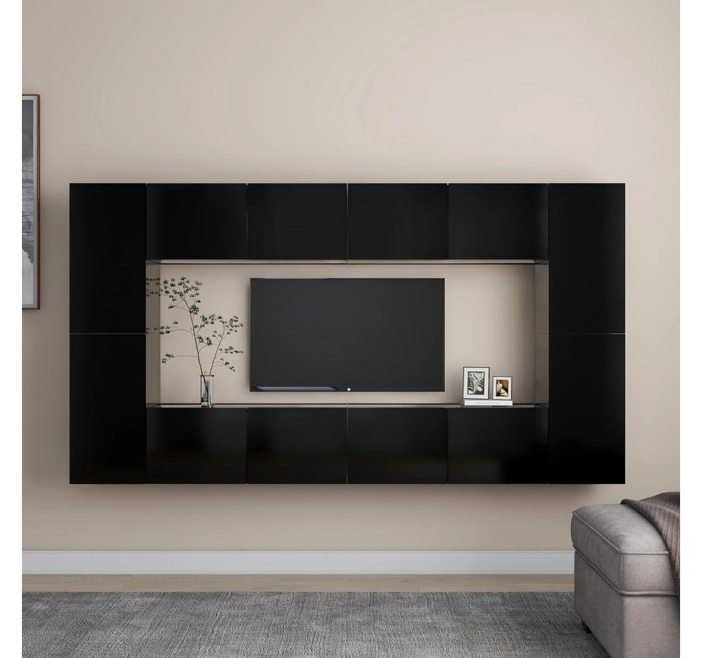 furnicato TV-Schrank 8-tlg. TV-Schrank-Set Schwarz Holzwerkstoff von furnicato