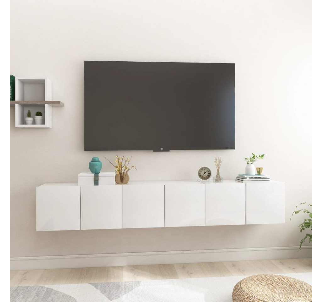 furnicato TV-Schrank TV-Hängeschränke 3 Stk. Hochglanz-Weiß 60x30x30 cm von furnicato