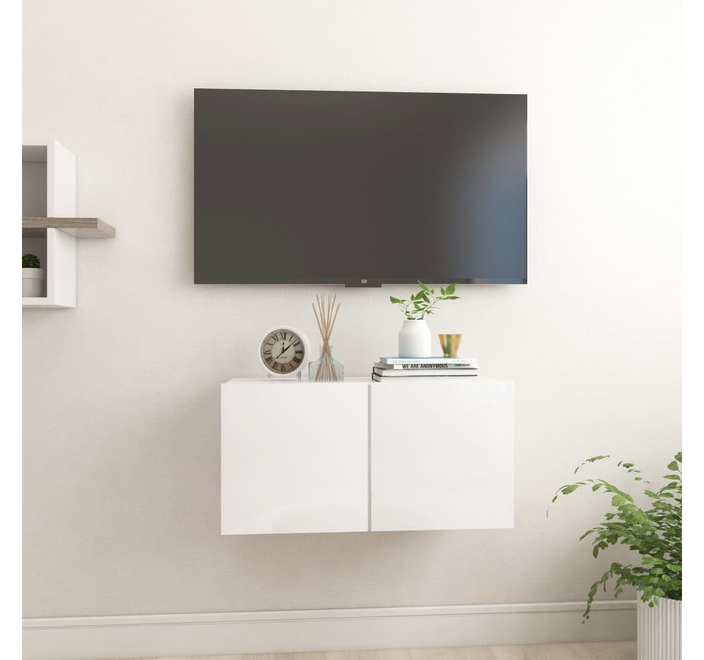 furnicato TV-Schrank TV-Hängeschrank Hochglanz-Weiß 60x30x30 cm von furnicato
