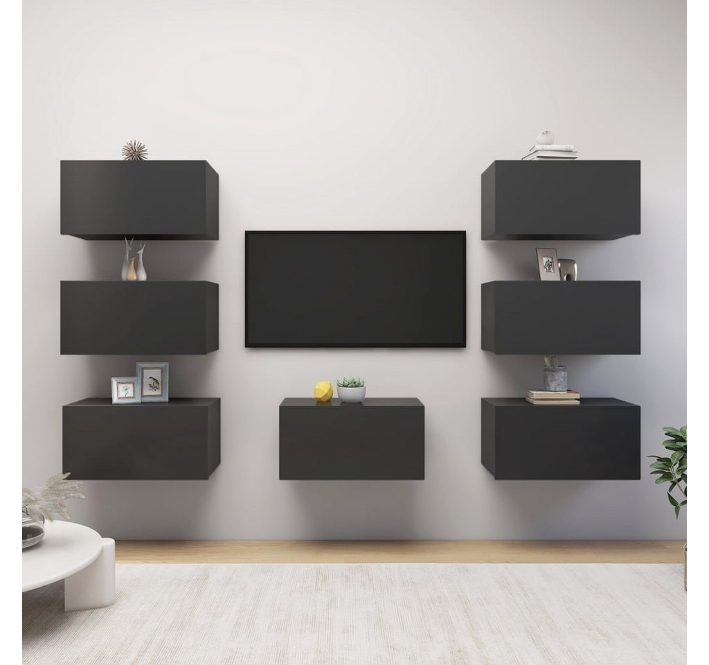 furnicato TV-Schrank TV-Schränke 7 Stk. Grau 30,5x30x60 cm Holzwerkstoff von furnicato