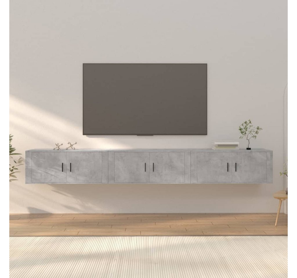 furnicato TV-Schrank TV-Wandschränke 3 Stk. Betongrau 100x34,5x40 cm von furnicato