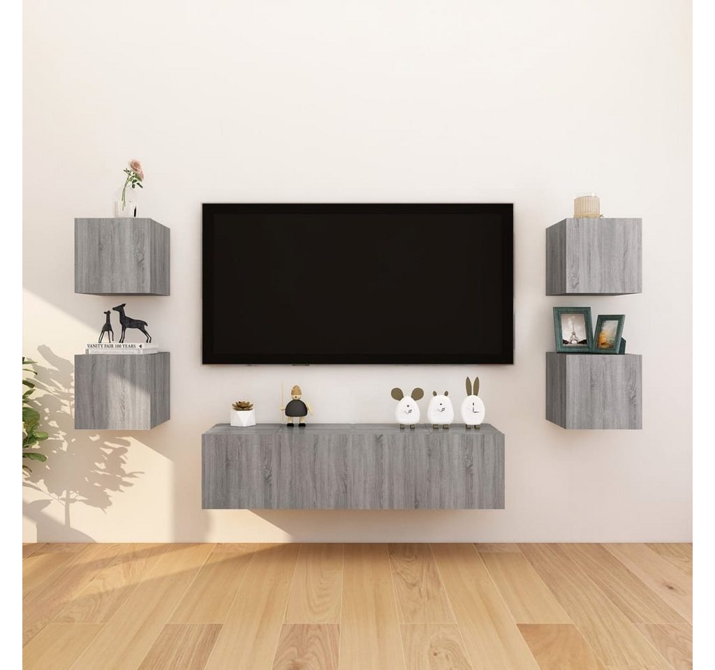 furnicato TV-Schrank TV-Wandschrank 8 Stk. Grau Sonoma 30,5x30x30 cm von furnicato