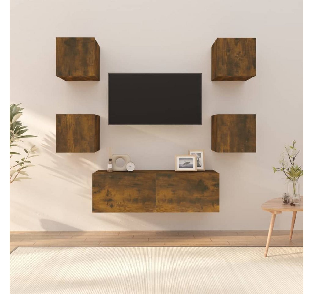 furnicato TV-Schrank TV-Wandschrank-Set Räuchereiche Holzwerkstoff (1-St) von furnicato
