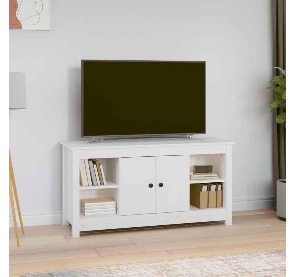 furnicato TV-Schrank Weiß 103x36,5x52 cm Massivholz Kiefer von furnicato
