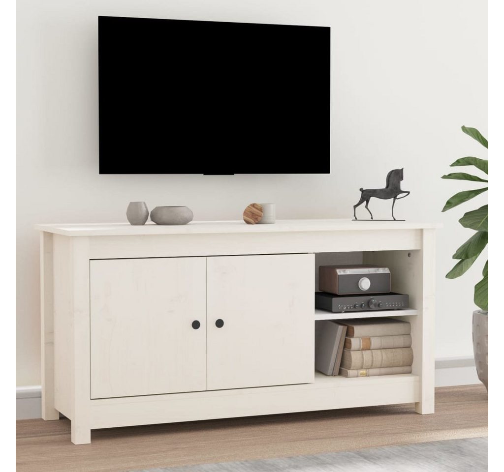 furnicato TV-Schrank Weiß 103x36,5x52 cm Massivholz Kiefer von furnicato