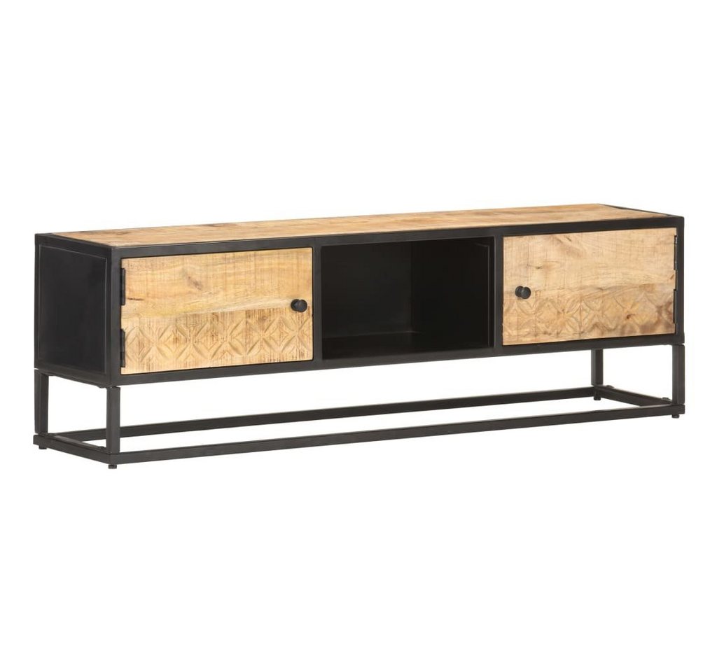 furnicato TV-Schrank mit Geschnitzter Tür 130x30x40 cm Raues Mangoholz von furnicato