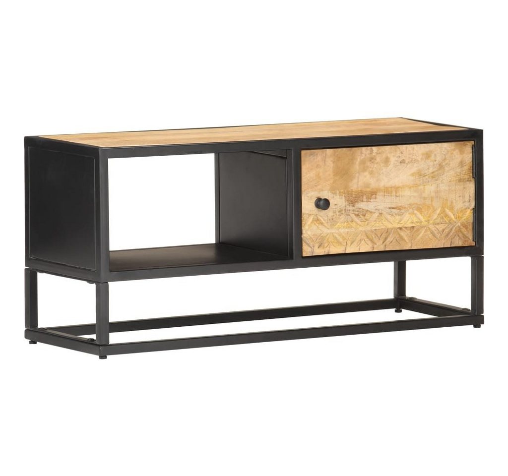 furnicato TV-Schrank mit Geschnitzter Tür 90x30x40 cm Raues Mangoholz von furnicato