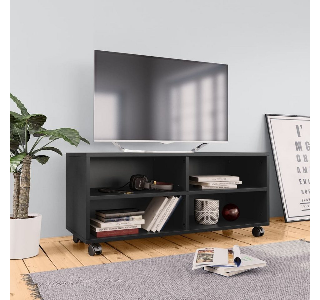 furnicato TV-Schrank mit Rollen Schwarz 90x35x35 cm Holzwerkstoff von furnicato