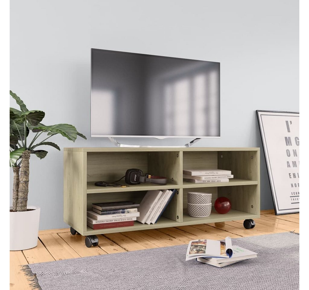 furnicato TV-Schrank mit Rollen Sonoma-Eiche 90x35x35 cm Holzwerkstoff von furnicato