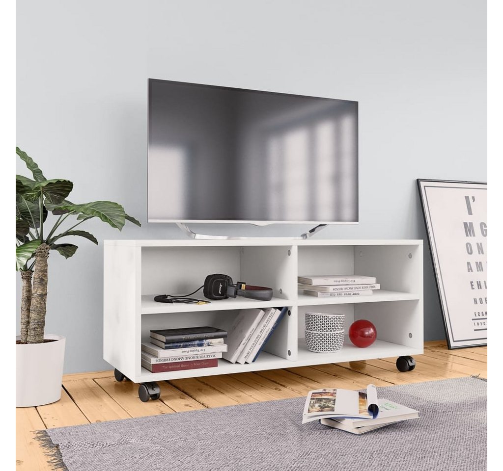 furnicato TV-Schrank mit Rollen Weiß 90x35x35 cm Holzwerkstoff von furnicato