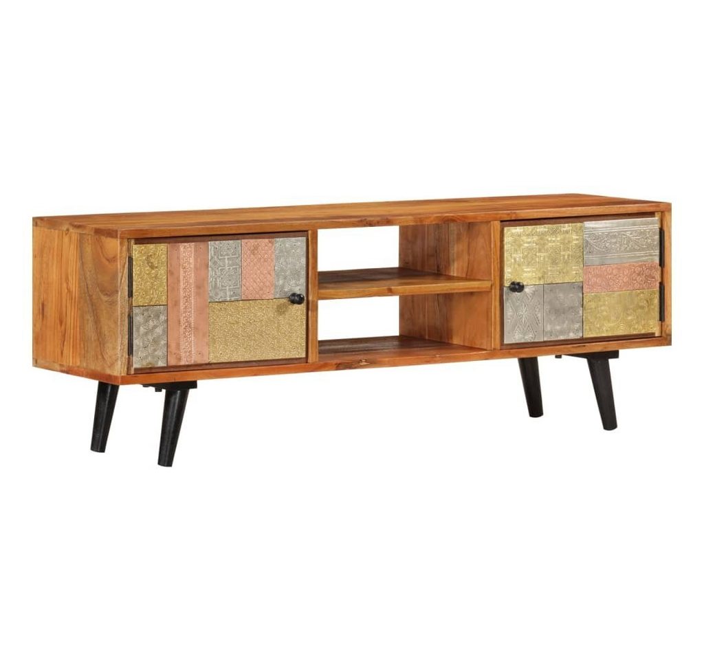 furnicato TV-Schrank mit Türen 112x30x40 cm Massivholz Akazie und Metall (1-St) von furnicato