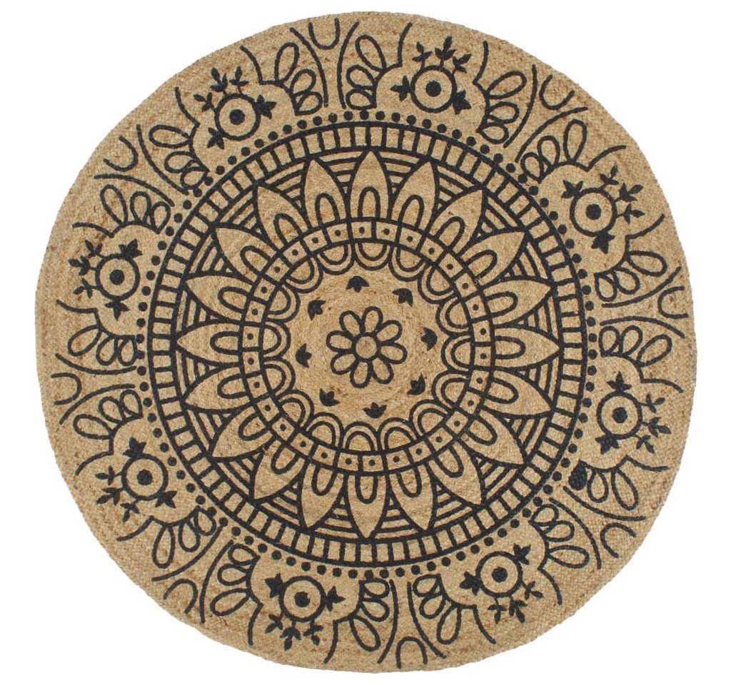 furnicato Teppich Handgefertigt Jute mit Dunkelblauem Aufdruck 90 cm furnicato Teppich Handgefertigt Jute mit Dunkelblauem Aufdruck 90 cm von furnicato