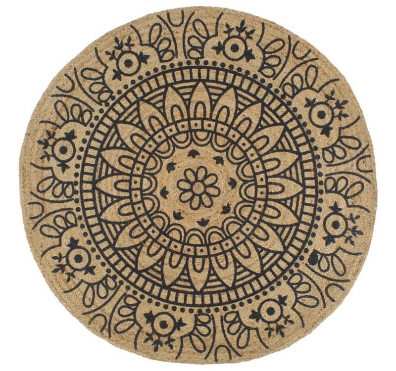 furnicato Teppich Handgefertigt Jute mit Dunkelblauem Aufdruck 90 cm furnicato Teppich Handgefertigt Jute mit Dunkelblauem Aufdruck 90 cm von furnicato