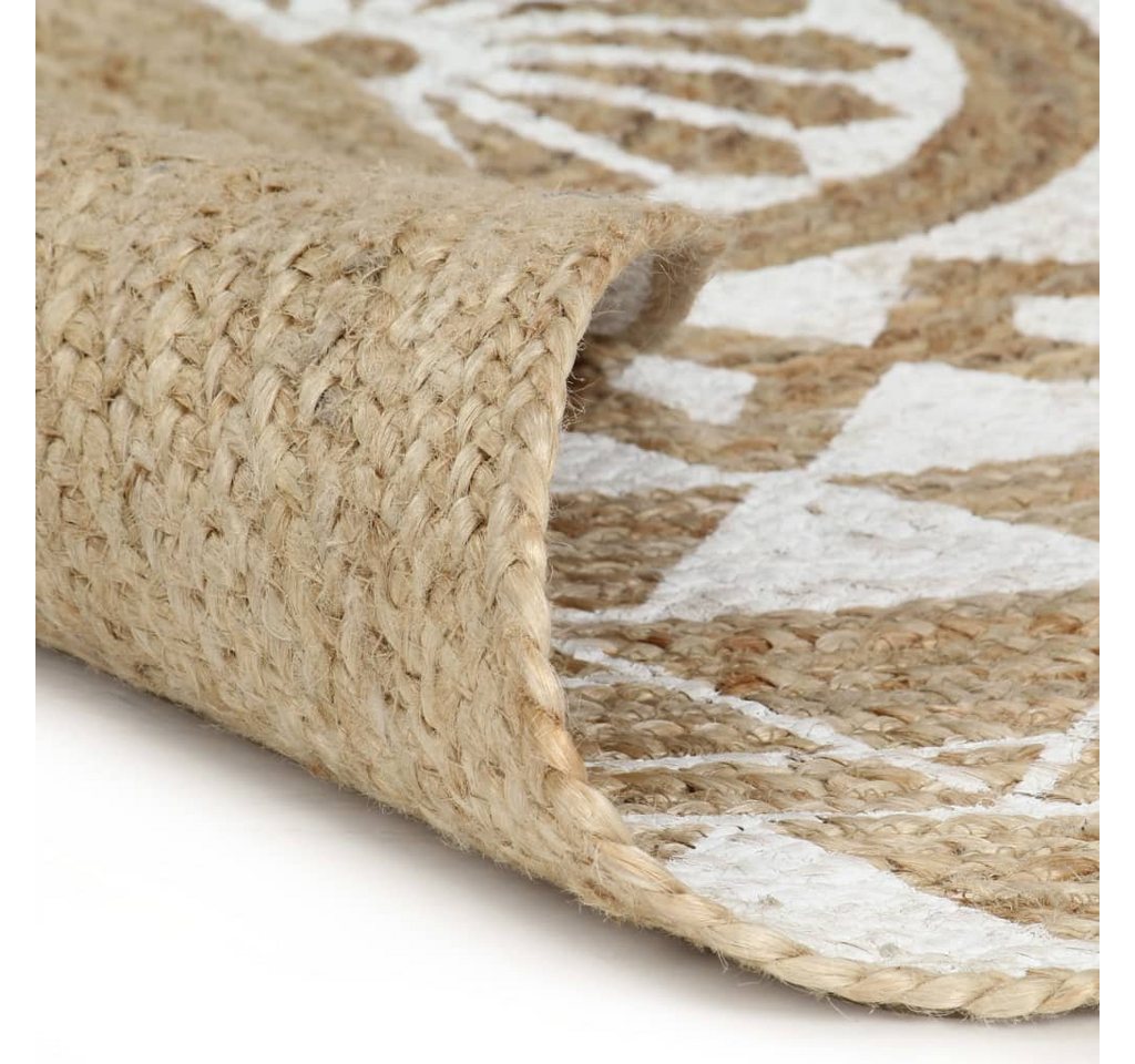 furnicato Teppich Handgefertigt Jute mit weißem Aufdruck 120 cm furnicato Teppich Handgefertigt Jute mit weißem Aufdruck 120 cm von furnicato