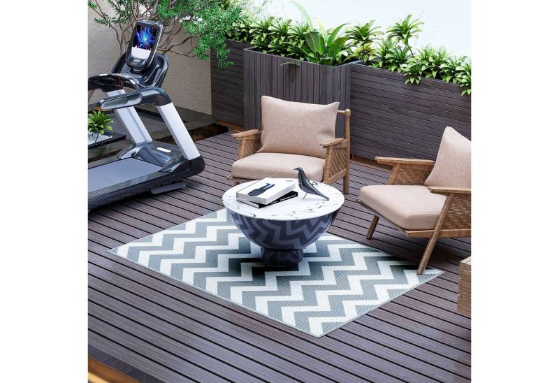 furnicato Teppich Outdoor-wasserdicht 121x182 cm hellgrau+weiß, rechteckig, Höhe: 1 mm furnicato Teppich Outdoor-wasserdicht 121x182 cm hellgrau+weiß, rechteckig, Höhe: 1 mm von furnicato