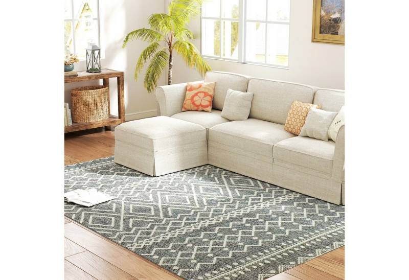 furnicato Teppich Boho-Design für drinnen und draußen, Grau, rechteckig, Höhe: 0.5 mm von furnicato