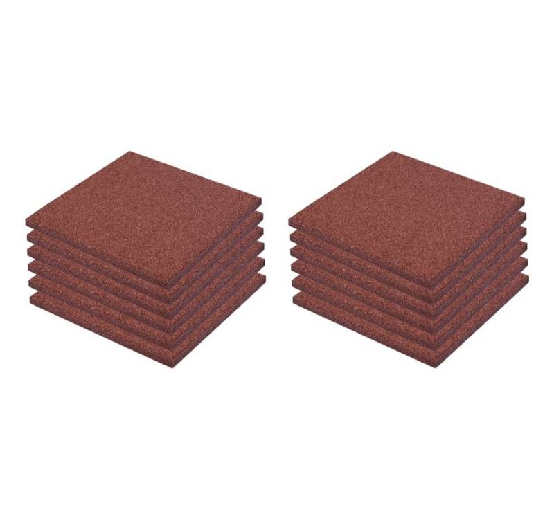 furnicato Terrassendielen Fallschutzfliesen 12 Stk. Gummi 50 x 50 x 3 cm Rot von furnicato