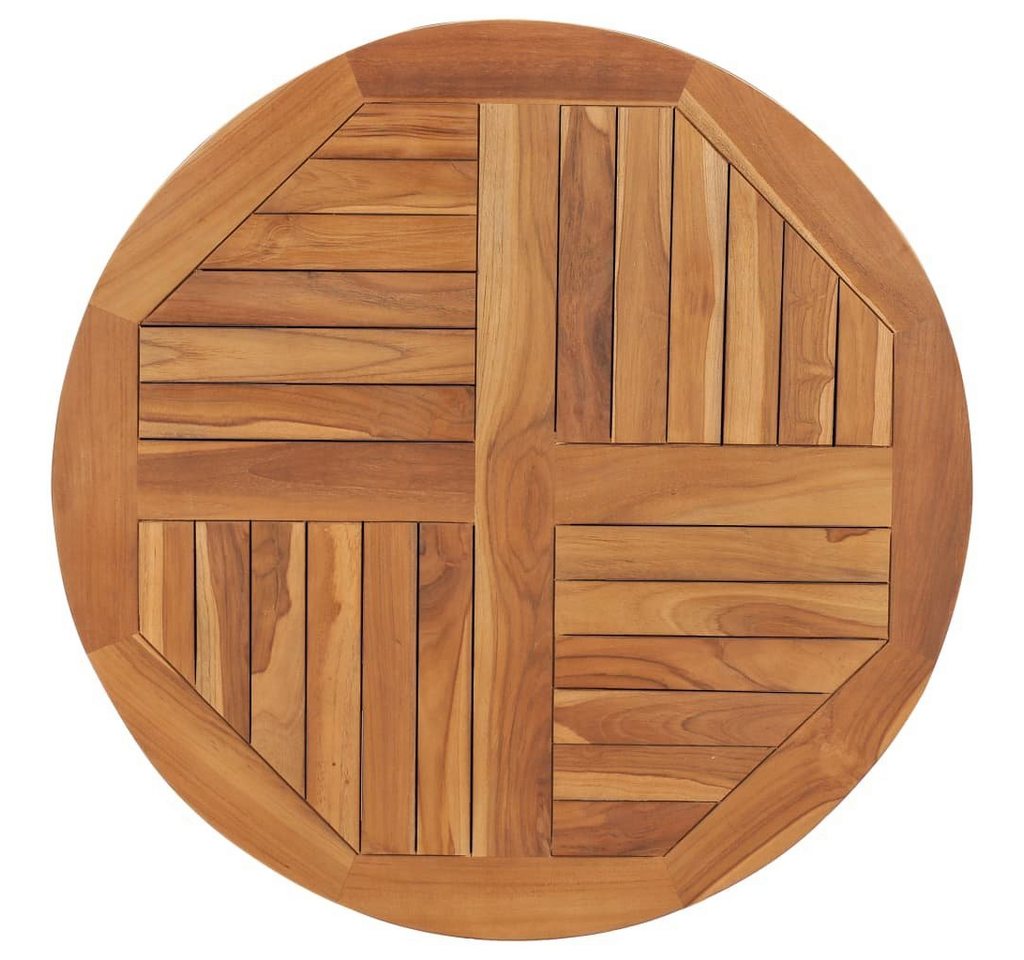 furnicato Tischplatte Massivholz Teak Rund 2,5 cm 80 cm von furnicato