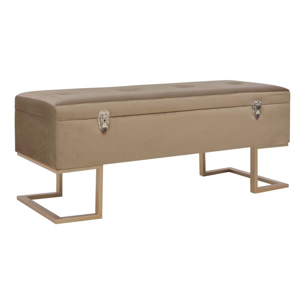 furnicato Truhenbank Bank mit Staufach 105 cm Beige Samt von furnicato