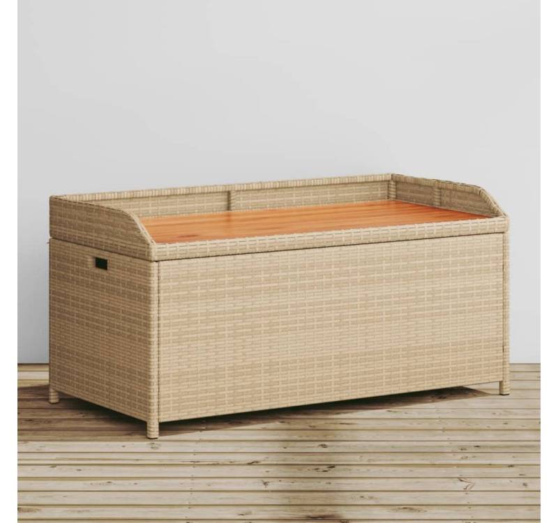 furnicato Truhenbank Bank mit Stauraum Beige 100x50x52 cm Poly Rattan Akazienholz (1-St) von furnicato