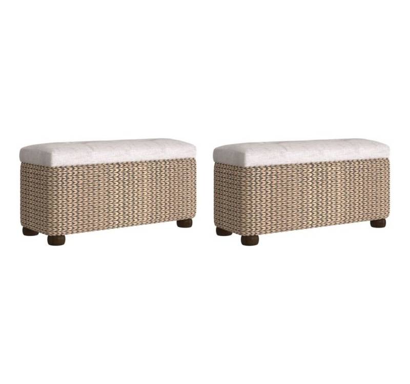 furnicato Truhenbank Sitzbänke mit Stauraum und Kissen in Grau 2 Stk. 69 cm Rohrkolben (1-St) von furnicato