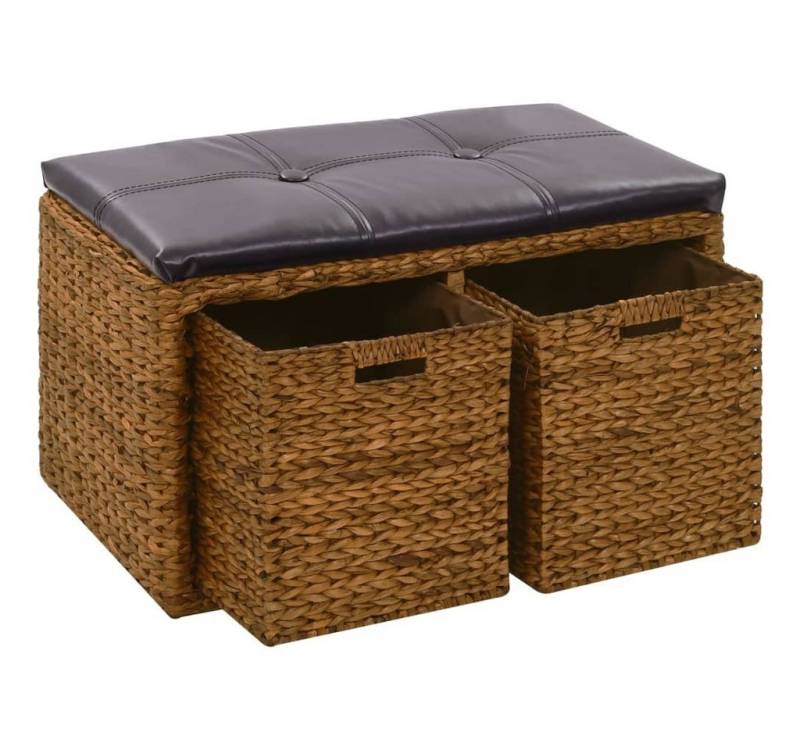furnicato Truhenbank Sitzbank mit 2 Körben Seegras 71x40x42 cm Braun (1-St) von furnicato