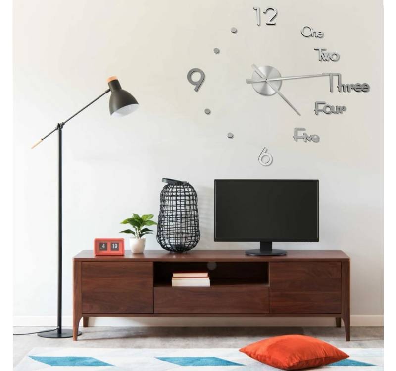 furnicato Uhr 3D-Wanduhr Modernes Design Silbern 100 cm XXL furnicato Uhr 3D-Wanduhr Modernes Design Silbern 100 cm XXL von furnicato