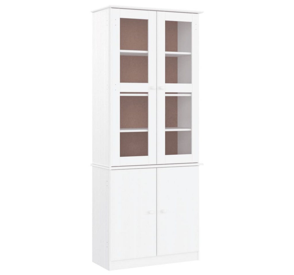 furnicato Vitrine Vitrinenschrank ALTA Weiß 77x35x186,5 cm Massivholz Kiefer (1-St) von furnicato
