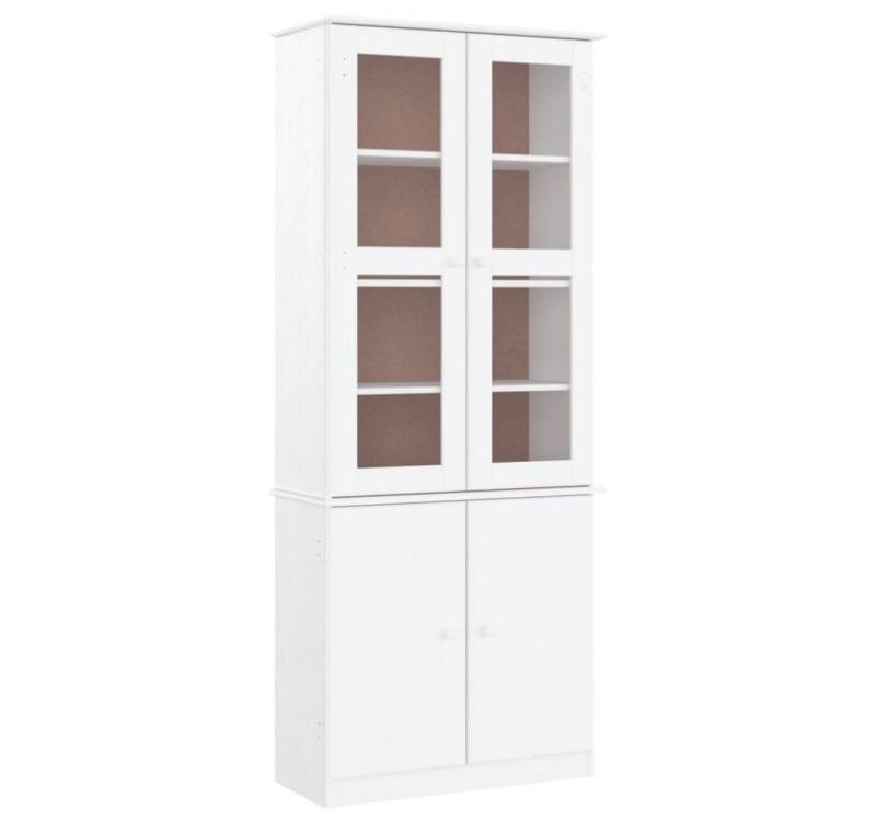 furnicato Vitrine Vitrinenschrank ALTA Weiß 77x35x186,5 cm Massivholz Kiefer (1-St) von furnicato