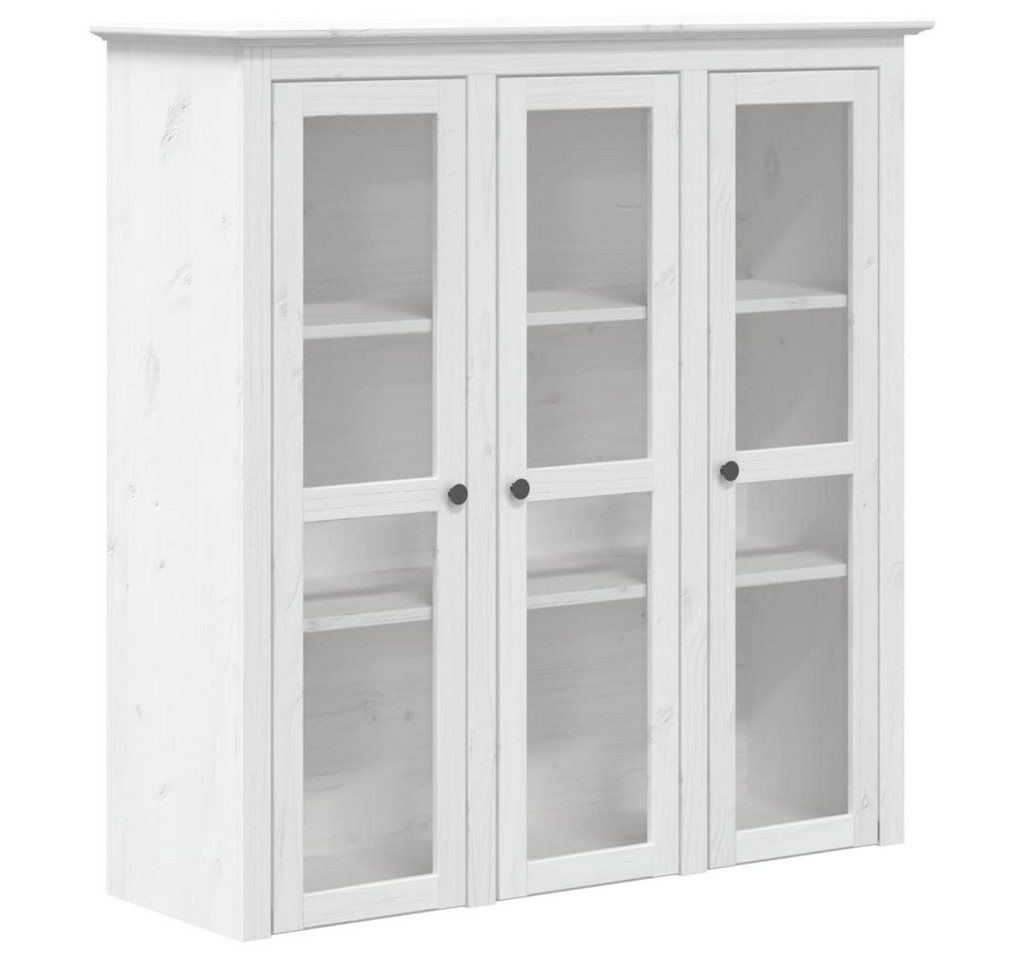furnicato Vitrine Vitrinenschrank mit Glastüren BODO Weiß Massivholz Kiefer (1-St) von furnicato