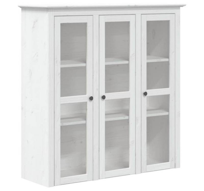 furnicato Vitrine Vitrinenschrank mit Glastüren BODO Weiß Massivholz Kiefer (1-St) von furnicato
