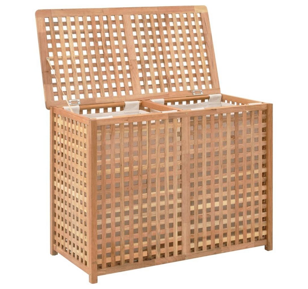 furnicato Wäschekorb 87,5x46x67 cm Massivholz Walnussholz von furnicato
