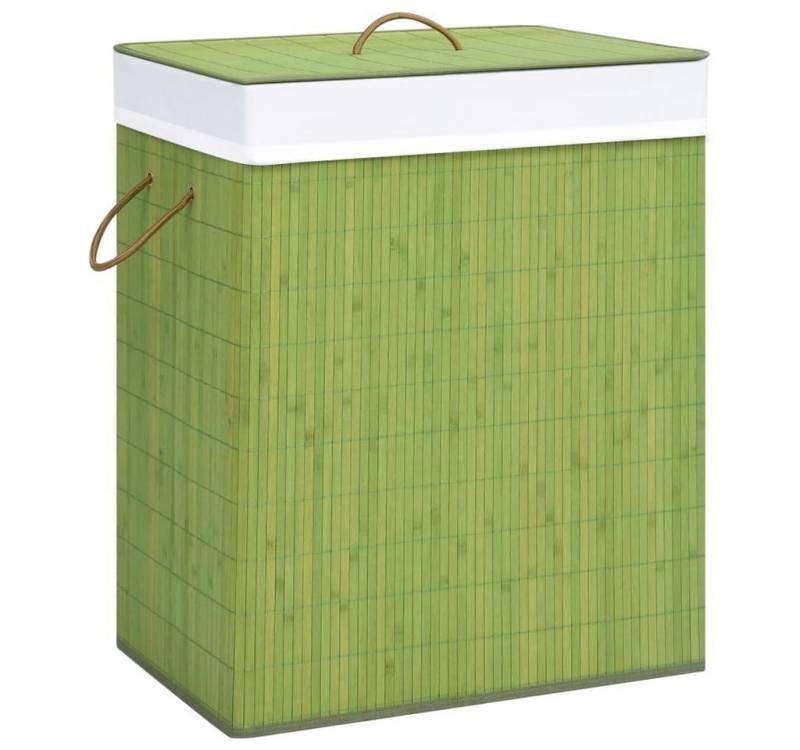 furnicato Wäschekorb Bambus-mit 2 Fächern Grün 100 L von furnicato