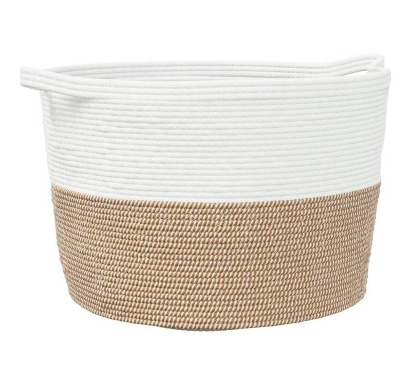 furnicato Wäschekorb Braun und Weiß Ø60x36 cm Baumwolle (1 St) von furnicato