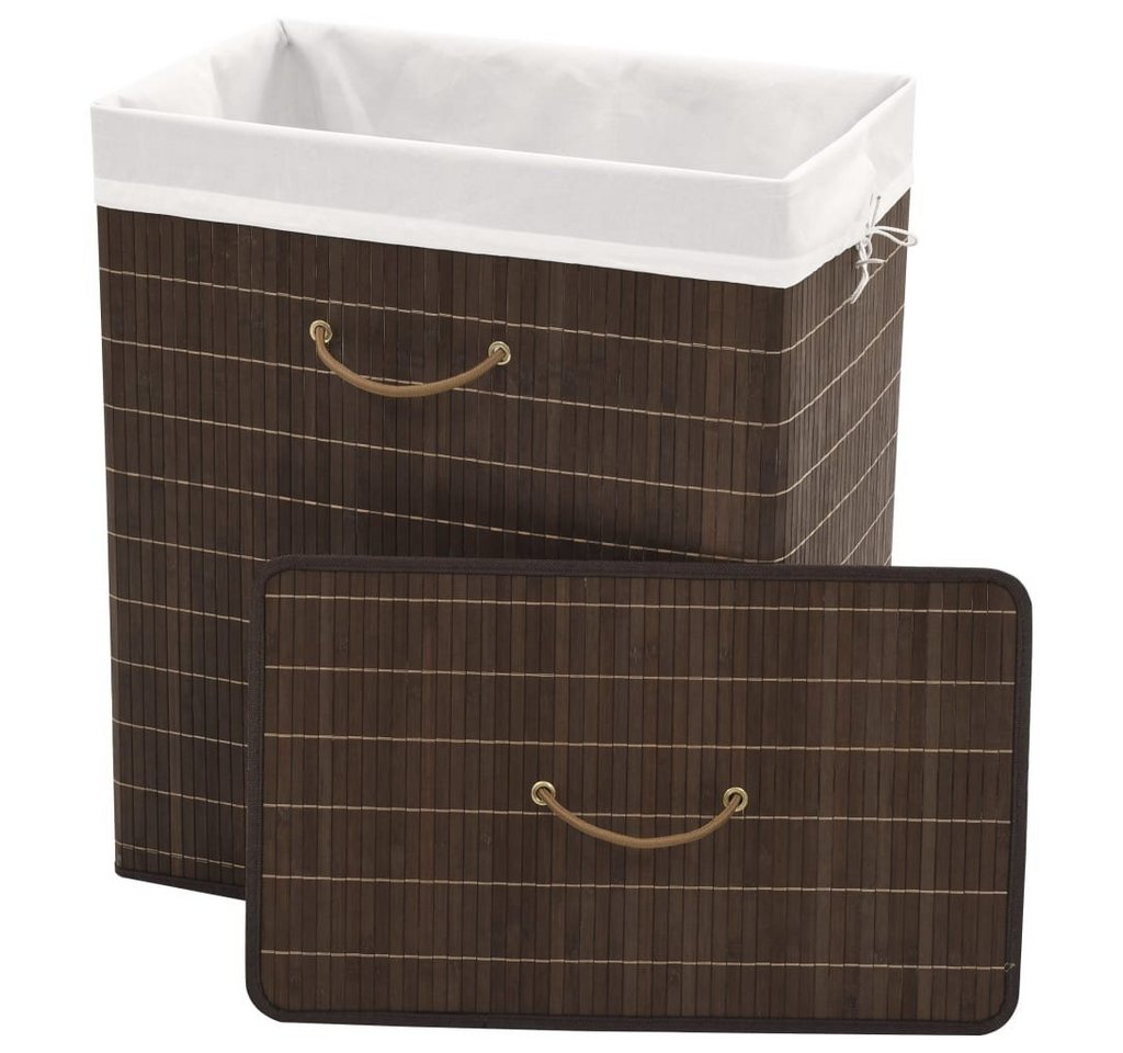 furnicato Wäschekorb aus Bambus Rechteckig Dunkelbraun (1 St) von furnicato