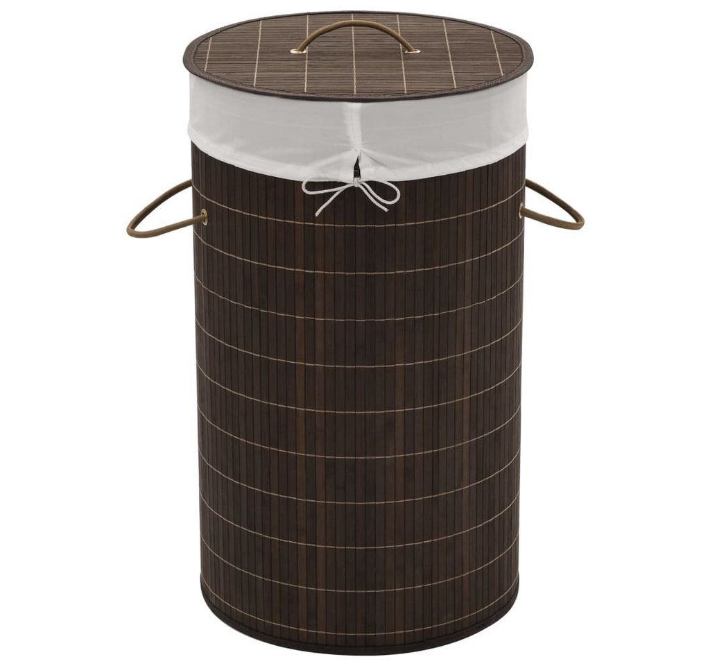 furnicato Wäschekorb aus Bambus Rund Dunkelbraun (1 St) von furnicato