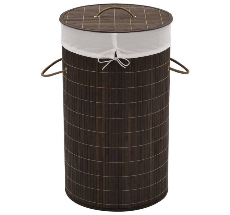furnicato Wäschekorb aus Bambus Rund Dunkelbraun (1 St) von furnicato