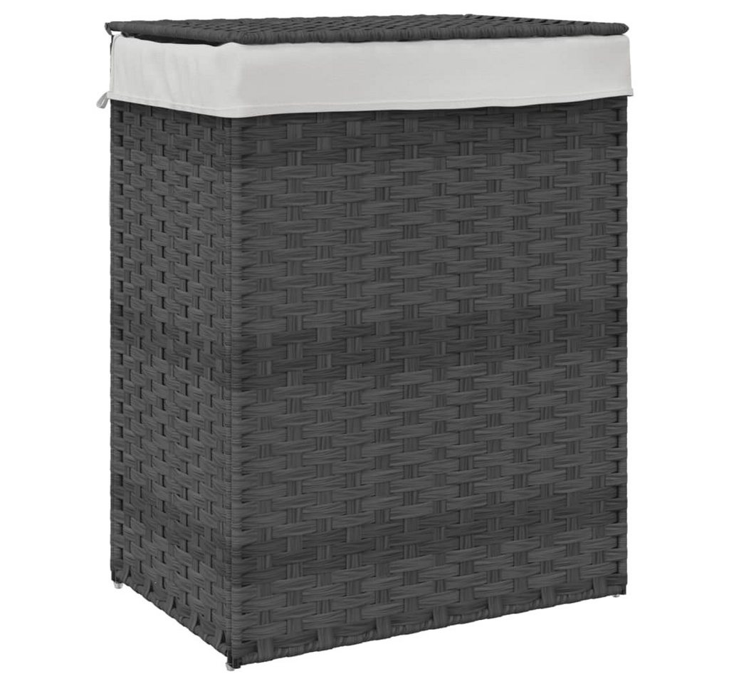 furnicato Wäschekorb mit Deckel Grau 46x33x60 cm Poly Rattan (1 St) von furnicato