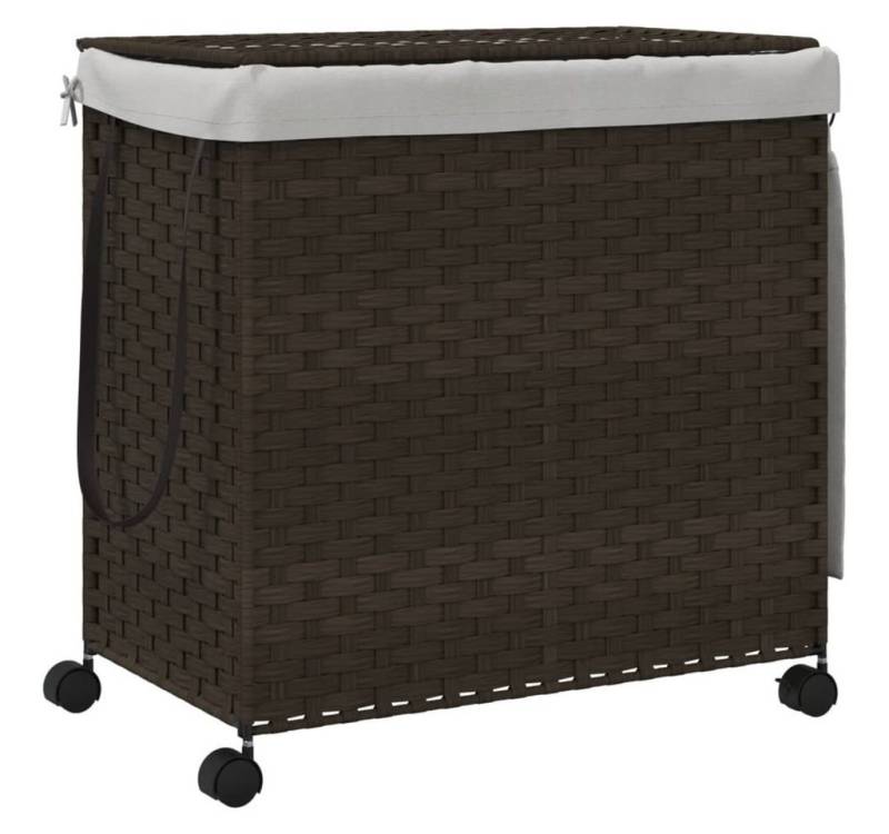 furnicato Wäschekorb mit Rollen Dunkelbraun 60x35x60,5 cm Rattan (1 St) von furnicato