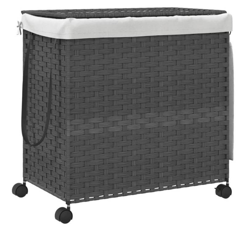furnicato Wäschekorb mit Rollen Grau 60x35x60,5 cm Rattan (1 St) von furnicato