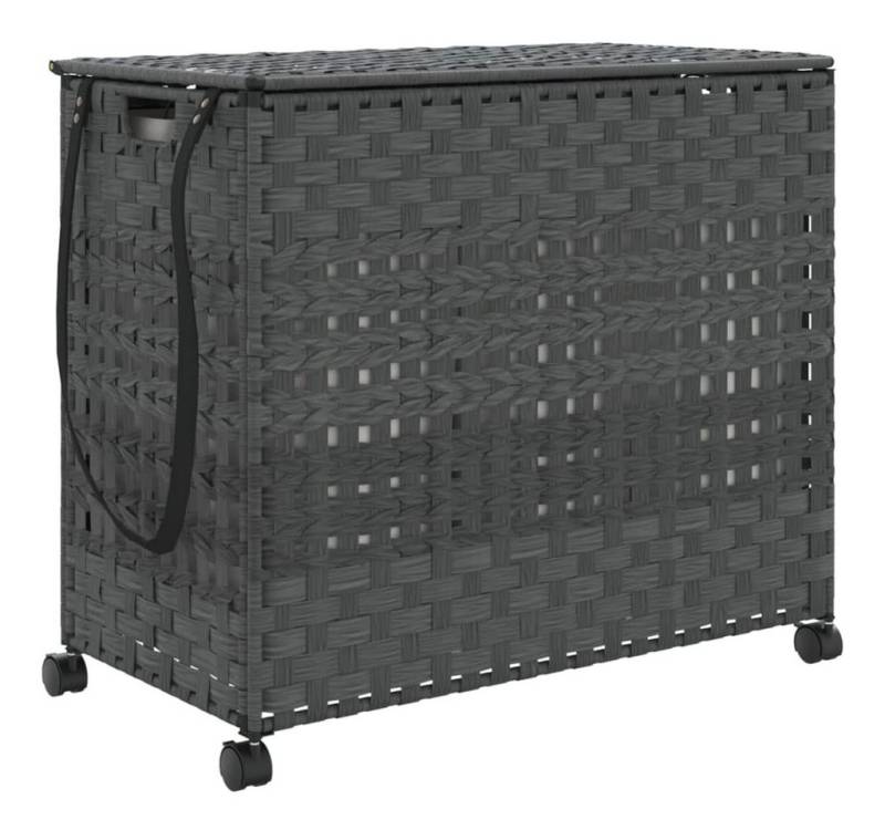 furnicato Wäschekorb mit Rollen Grau 66x35x60 cm Rattan (1 St) von furnicato