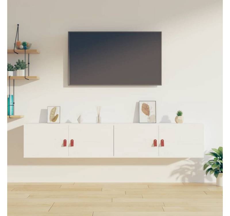 furnicato Wandhängeschrank Wandschränke 2 Stk. Weiß 80x30x30 cm Massivholz Kiefer, 1-tlg. von furnicato