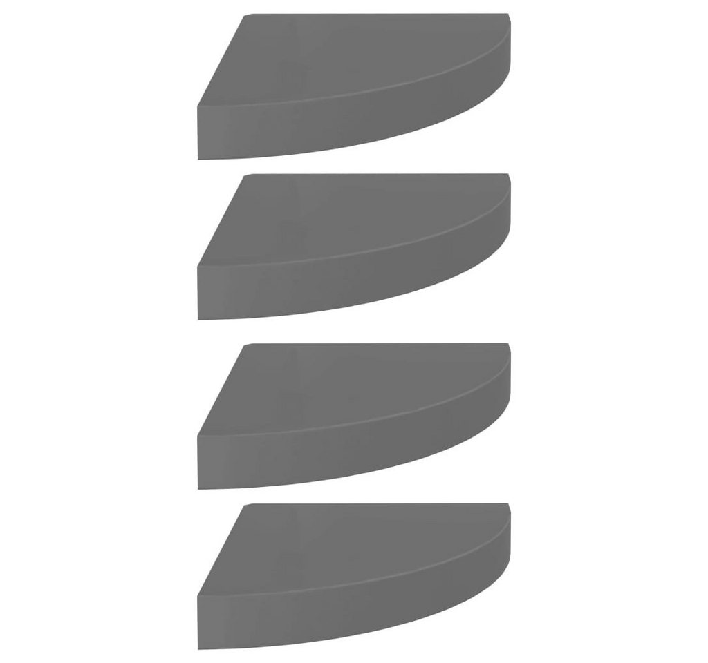 furnicato Wandregal Eck-Schweberegale 4 Stk. Hochglanz-Grau 25x25x3,8 cm MDF, 4-tlg. von furnicato