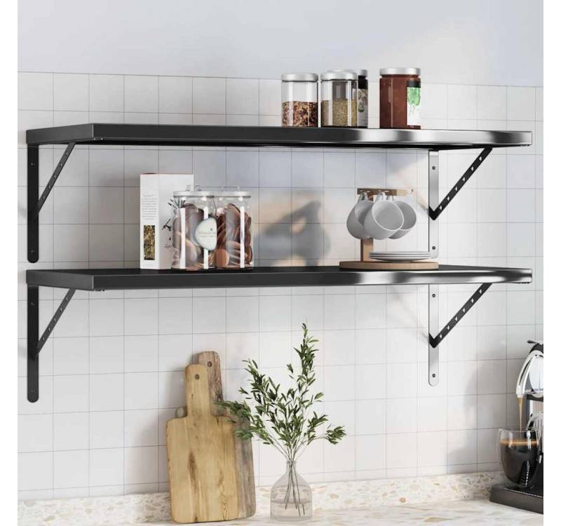 furnicato Wandregal Wandregale 2 Stk. 100x40 cm Schwarz Edelstahl, 1-tlg. furnicato Wandregal Wandregale 2 Stk. 100x40 cm Schwarz Edelstahl, 1-tlg. von furnicato