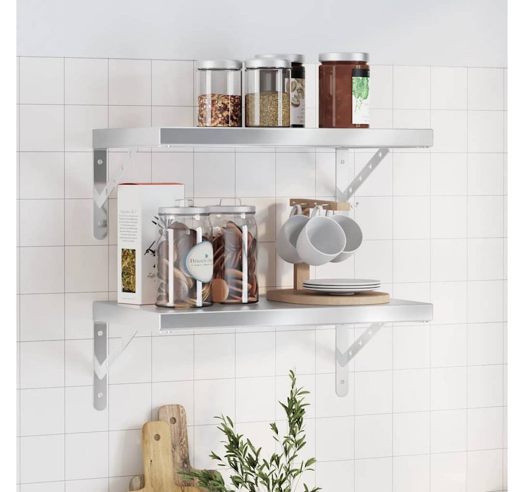 furnicato Wandregal Wandregale 2 Stk. 50x30 cm Silbern Edelstahl, 1-tlg. furnicato Wandregal Wandregale 2 Stk. 50x30 cm Silbern Edelstahl, 1-tlg. von furnicato